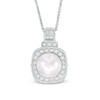 Thumbnail Image 1 of Vera Wang LOVE 7.5-8.0mm Akoya Cultured Pearl and 0.14 CT. T.W. Diamond Frame Pendant in 14K White Gold
