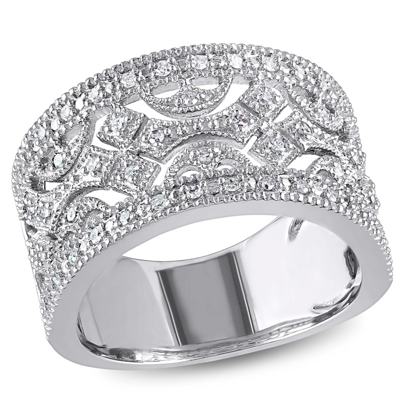 0.25 CT. T.W. Diamond Vintage-Style Band Sterling Silver