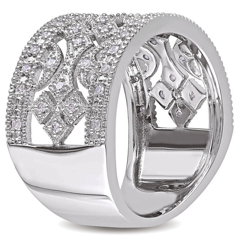 Main Image 2 of 0.25 CT. T.W. Diamond Vintage-Style Band in Sterling Silver