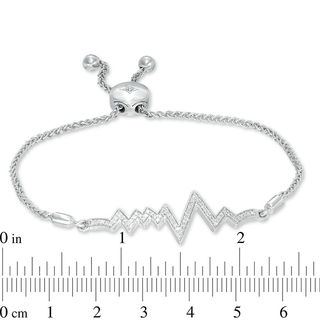 0.20 CT. T.W. Diamond Heartbeat Bolo Bracelet in Sterling Silver - 8.5"