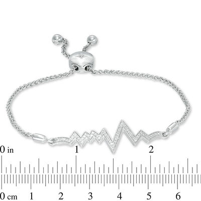 0.20 CT. T.W. Diamond Heartbeat Bolo Bracelet in Sterling Silver - 8.5"