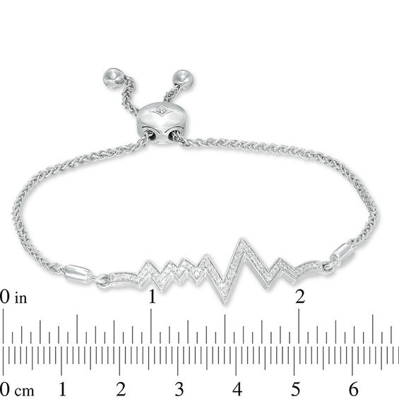 0.20 CT. T.W. Diamond Heartbeat Bolo Bracelet in Sterling Silver - 8.5"