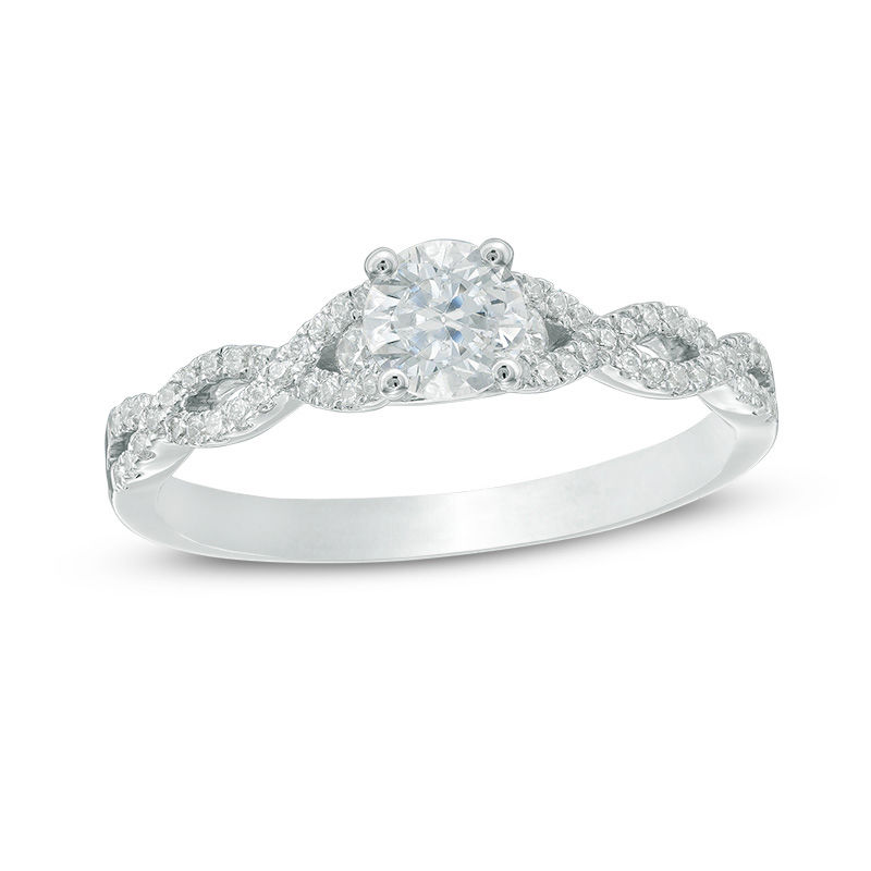 Celebration Canadian LuxÂ® 0.63 CT. T.W. Certified Diamond Twist Shank Engagement Ring in 14K White Gold (I/SI2)