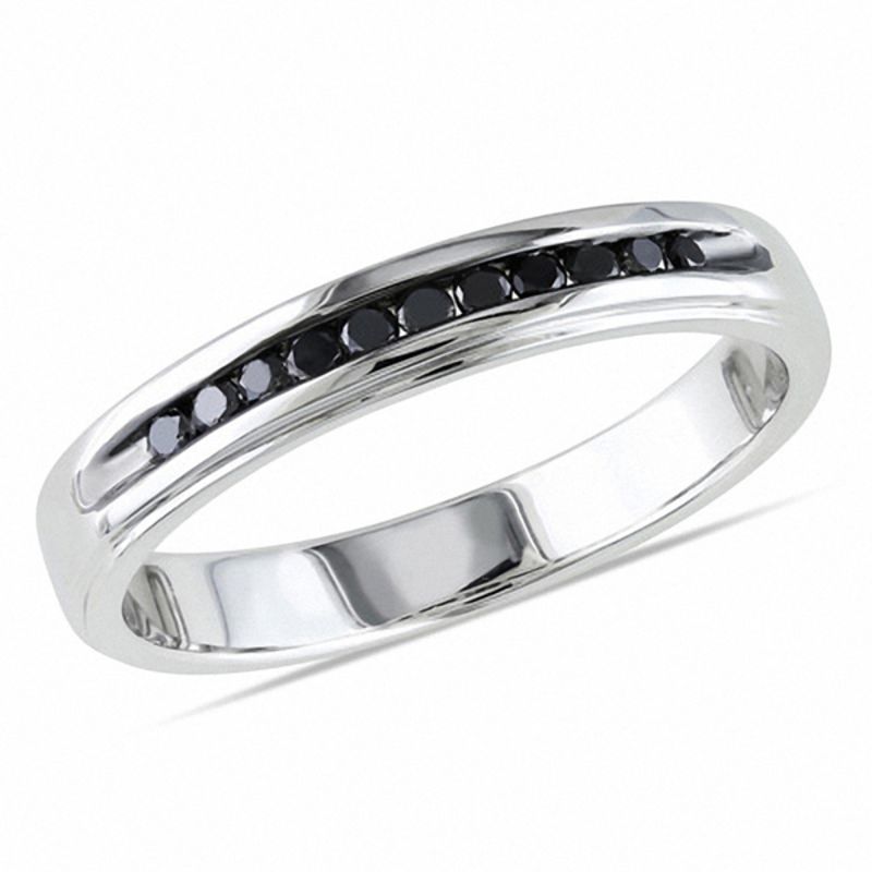 Men's 0.26 CT. T.W. Black Diamond Band in Sterling Silver|Peoples Jewellers