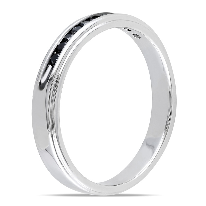 Main Image 2 of Men's 0.26 CT. T.W. Black Diamond Band in Sterling Silver