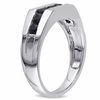 Thumbnail Image 1 of Men's 0.98 CT. T.W. Black Diamond Seven Stone Channel Band in 10K White Gold