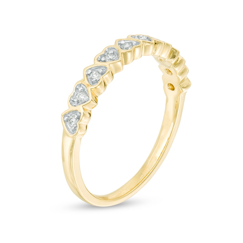 Main Image 2 of 0.11 CT. T.W. Diamond Heart-Shaped Anniversary Band in 10K Gold