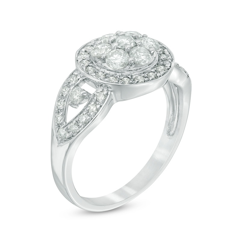 0.95 CT. T.W. Composite Diamond Vintage-Style Frame Engagement Ring in 10K White Gold