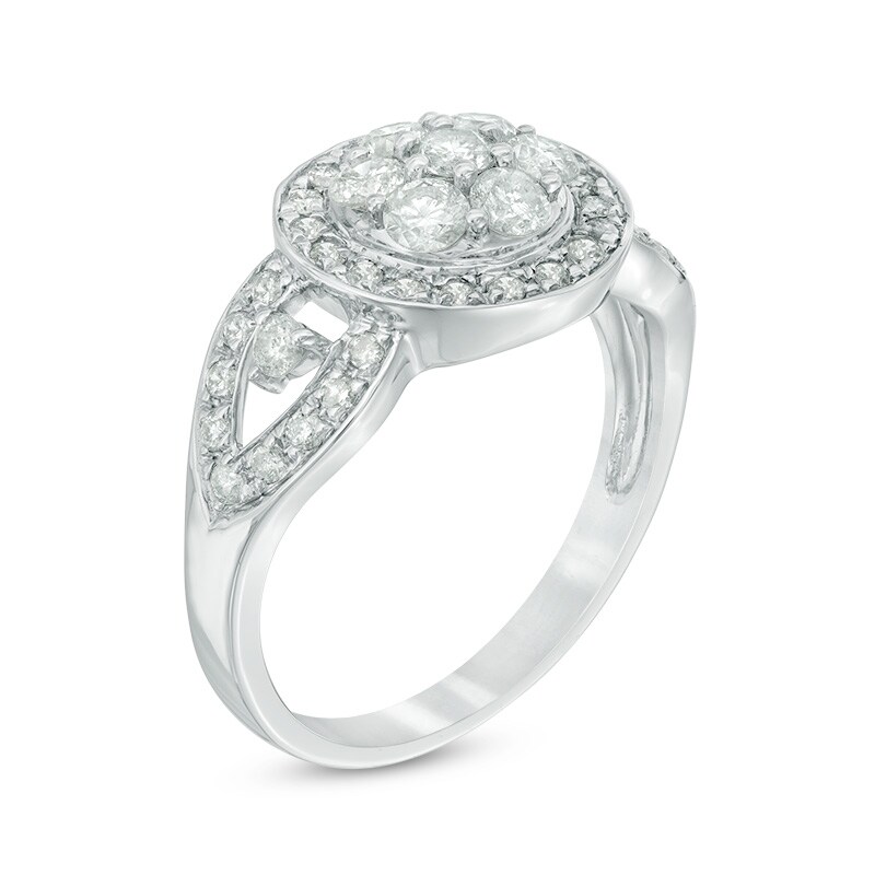 Main Image 2 of 0.95 CT. T.W. Composite Diamond Vintage-Style Frame Engagement Ring in 10K White Gold