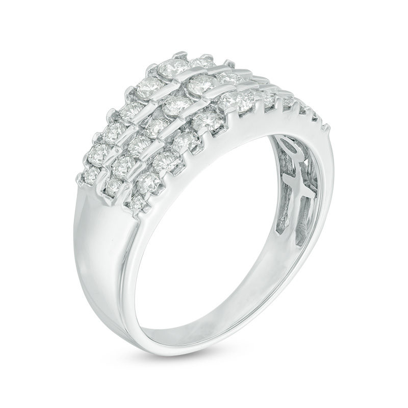 Main Image 2 of 0.95 CT. T.W. Diamond Three Row Anniversary Band in 14K White Gold