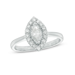 0.70 CT. T.W. Marquise Diamond Frame Engagement Ring in 10K White Gold