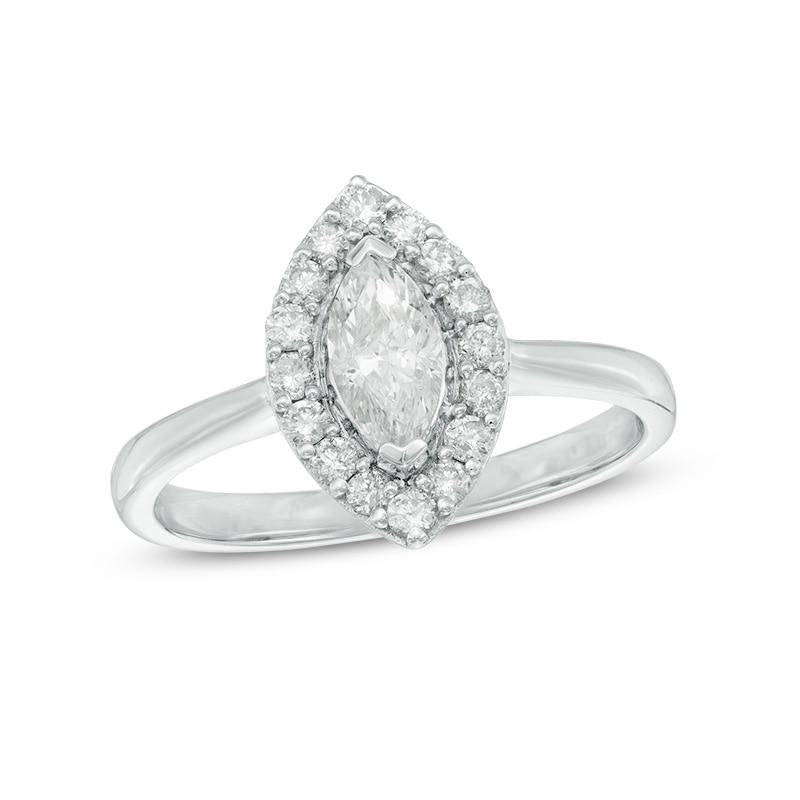 Main Image 1 of 0.70 CT. T.W. Marquise Diamond Frame Engagement Ring in 10K White Gold