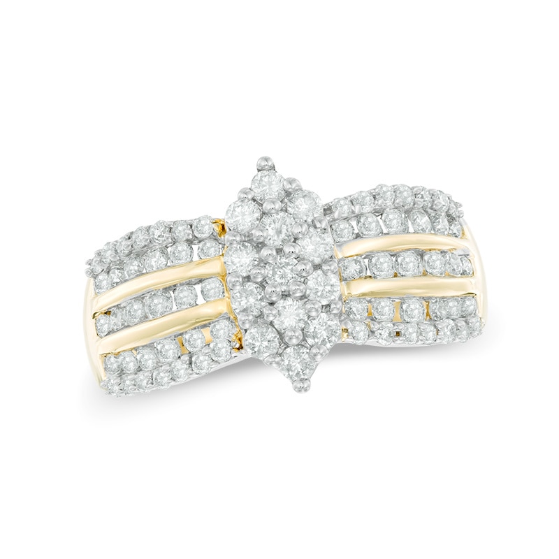 0.95 CT. T.W. Composite Diamond Marquise Multi-Row Engagement Ring in 14K Gold|Peoples Jewellers