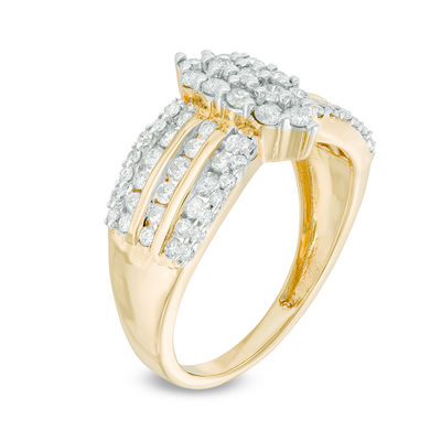 0.95 CT. T.W. Composite Diamond Marquise Multi-Row Engagement Ring in 14K Gold