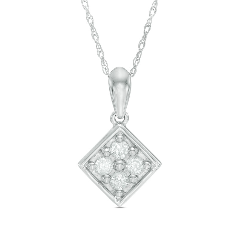 0.18 CT. T.W. Composite Diamond Square Pendant in 10K White Gold