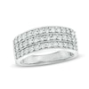 Thumbnail Image 0 of 0.95 CT. T.W. Diamond Vintage-Style Three Row Anniversary Band in 14K White Gold