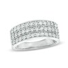 Thumbnail Image 1 of 0.95 CT. T.W. Diamond Vintage-Style Three Row Anniversary Band in 14K White Gold