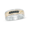 Men's 0.33 CT. T.W. Enhanced Black and White Diamond Band in 10K Two-Tone Gold