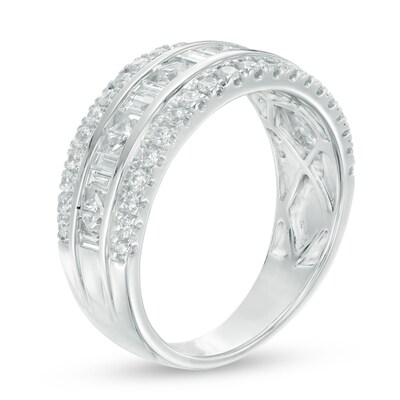 1.00 CT. T.W. Diamond Three Row Anniversary Band in 10K White Gold