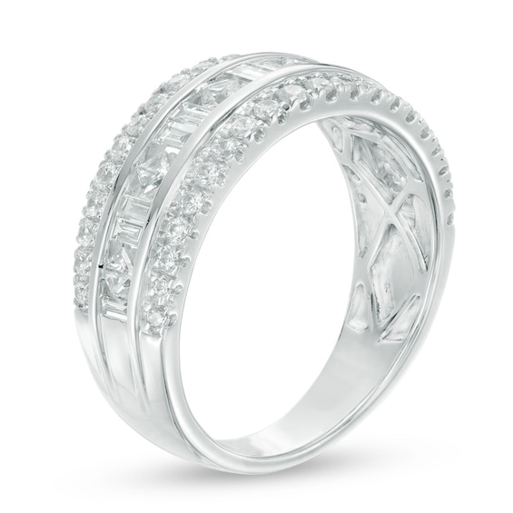 1.00 CT. T.W. Diamond Three Row Anniversary Band in 10K White Gold