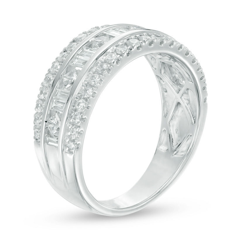 1.00 CT. T.W. Diamond Three Row Anniversary Band in 10K White Gold