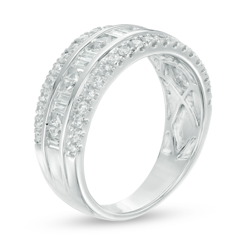 1.00 CT. T.W. Diamond Three Row Anniversary Band in 10K White Gold