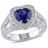 Thumbnail Image 0 of 8.0mm Heart-Shaped Lab-Created Blue and White Sapphire Frame Ring in Sterling Silver