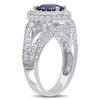 8.0mm Heart-Shaped Lab-Created Blue and White Sapphire Frame Ring in Sterling Silver