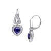 Thumbnail Image 0 of Heart-Shaped Lab-Created Blue and White Sapphire Frame Drop Earrings in Sterling Silver