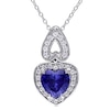 Thumbnail Image 0 of 8.0mm Heart-Shaped Lab-Created Blue and White Sapphire Frame Pendant in Sterling Silver
