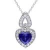 Thumbnail Image 1 of 8.0mm Heart-Shaped Lab-Created Blue and White Sapphire Frame Pendant in Sterling Silver