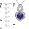 Thumbnail Image 2 of 8.0mm Heart-Shaped Lab-Created Blue and White Sapphire Frame Pendant in Sterling Silver
