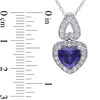 Thumbnail Image 3 of 8.0mm Heart-Shaped Lab-Created Blue and White Sapphire Frame Pendant in Sterling Silver