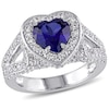 Thumbnail Image 0 of 8.0mm Heart-Shaped Lab-Created Blue and White Sapphire Frame Ring in Sterling Silver