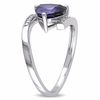 8.0mm Trillion-Cut Lab-Created Blue Sapphire and Diamond Accent Bypass Ring in Sterling Silver