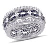 Thumbnail Image 1 of Lab-Created Blue and White Sapphire Multi-Row Vintage-Style Band in Sterling Silver