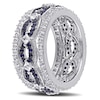 Thumbnail Image 1 of Lab-Created Blue and White Sapphire Multi-Row Vintage-Style Band in Sterling Silver