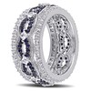 Thumbnail Image 2 of Lab-Created Blue and White Sapphire Multi-Row Vintage-Style Band in Sterling Silver