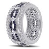 Thumbnail Image 1 of Lab-Created Blue and White Sapphire Multi-Row Vintage-Style Band in Sterling Silver