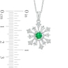 Thumbnail Image 1 of 4.5mm Lab-Created Emerald and 0.09 CT. T.W. Diamond Snowflake Pendant in Sterling Silver