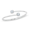 Thumbnail Image 0 of 5.0mm Cushion-Cut Lab-Created Blue Spinel and White Sapphire Frame Hinged Bangle in Sterling Silver
