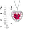 Thumbnail Image 1 of 9.0mm Lab-Created Ruby with Pink and White Sapphire Heart Pendant in Sterling Silver