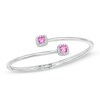5.0mm Cushion-Cut Lab-Created and White Sapphire Frame Hinged Bangle in Sterling Silver