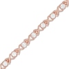 Thumbnail Image 1 of Lab-Created White Sapphire "XO" Link Bracelet in Sterling Silver with 18K Rose Gold Plate - 7.25"