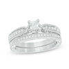 Thumbnail Image 1 of 0.45 CT. T.W. Princess-Cut Diamond Vintage-Style Bridal Set in 10K White Gold