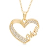 Thumbnail Image 0 of Lab-Created White Sapphire "Mom" Heart Pendant in Sterling Silver with 18K Gold Plate