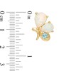Pear-Shaped Lab-Created Opal and Swiss Blue Topaz Butterfly Stud Earrings in Sterling Silver with 18K Gold Plate