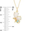 Thumbnail Image 1 of Pear-Shaped Lab-Created Opal and Swiss Blue Topaz Butterfly Pendant in Sterling Silver with 18K Gold Plate