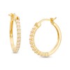 Thumbnail Image 1 of Lab-Created Yellow Opal Hoop Earrings in Sterling Silver with 18K Gold Plate