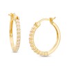 Thumbnail Image 0 of Lab-Created Yellow Opal Hoop Earrings in Sterling Silver with 18K Gold Plate